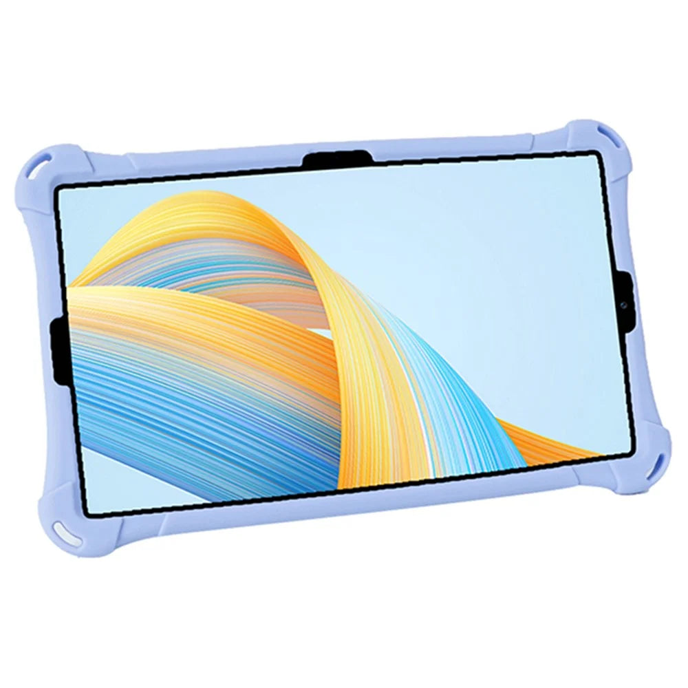 For Samsung Galaxy Tab A9 Soft Skin Silicone Case Kickstand Protective Tablet Cover - Light Purple - 3