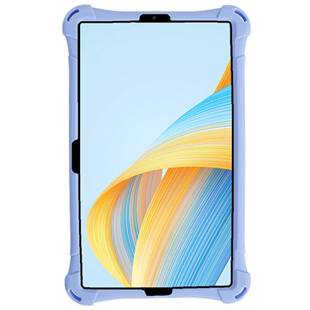 For Samsung Galaxy Tab A9 Soft Skin Silicone Case Kickstand Protective Tablet Cover - Light Purple - 5