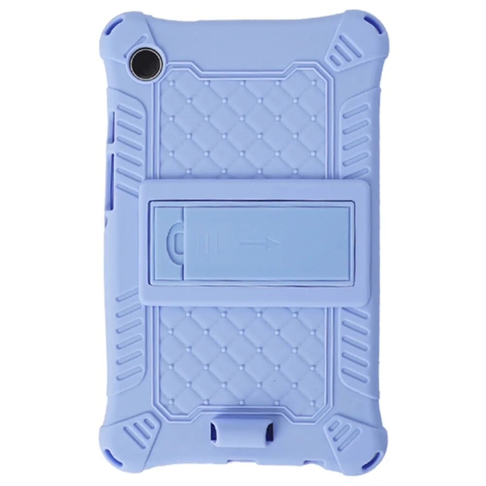 For Samsung Galaxy Tab A9 Soft Skin Silicone Case Kickstand Protective Tablet Cover - Light Purple - 6