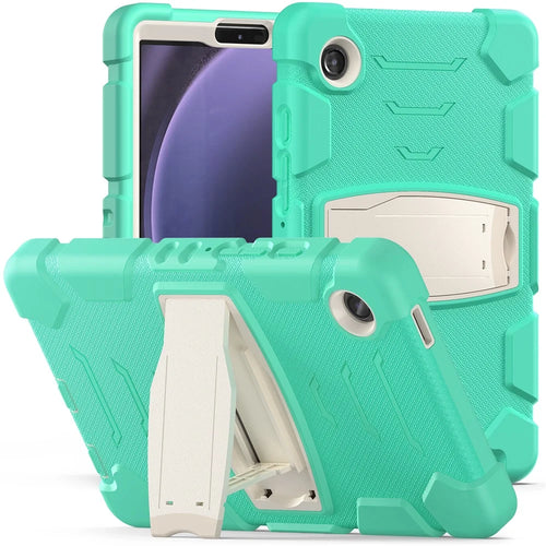 For Samsung Galaxy Tab A9 Tablet Case Anti-drop Kickstand PC+Silicone Protective Cover - Mint Green - 1