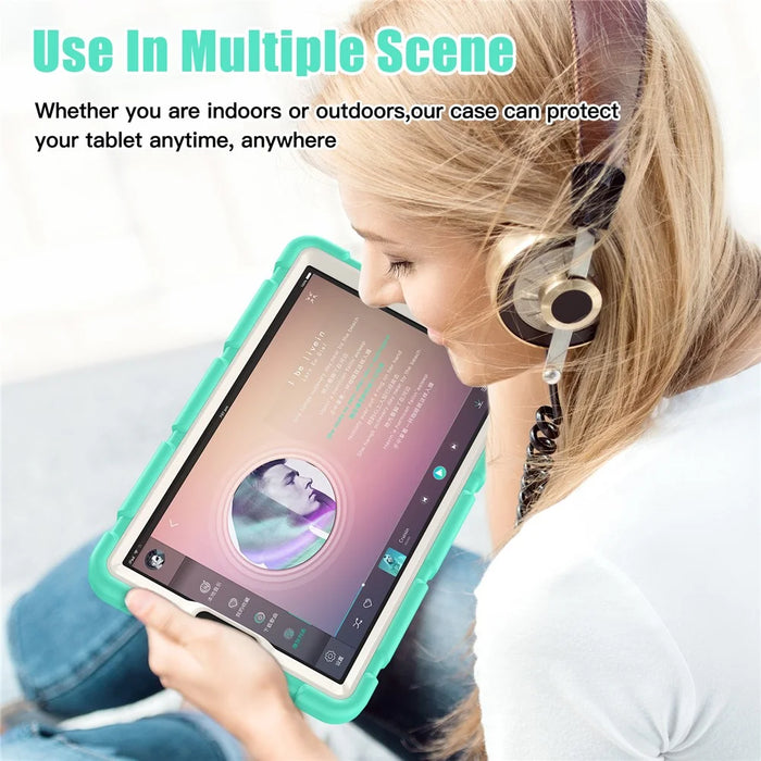 For Samsung Galaxy Tab A9 Tablet Case Anti-drop Kickstand PC+Silicone Protective Cover - Mint Green - 7