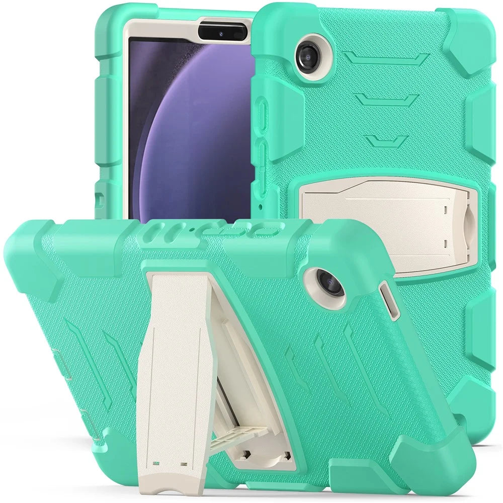 For Samsung Galaxy Tab A9 Tablet Case Anti-drop Kickstand PC+Silicone Protective Cover - Mint Green - 1