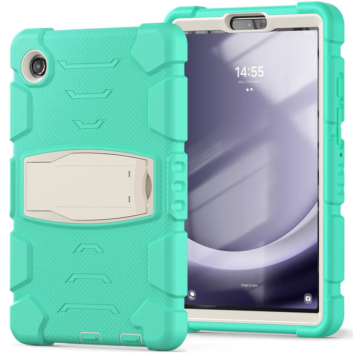 For Samsung Galaxy Tab A9 Tablet Case Anti-drop Kickstand PC+Silicone Protective Cover - Mint Green - 2