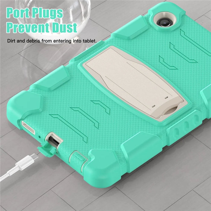 For Samsung Galaxy Tab A9 Tablet Case Anti-drop Kickstand PC+Silicone Protective Cover - Mint Green - 5