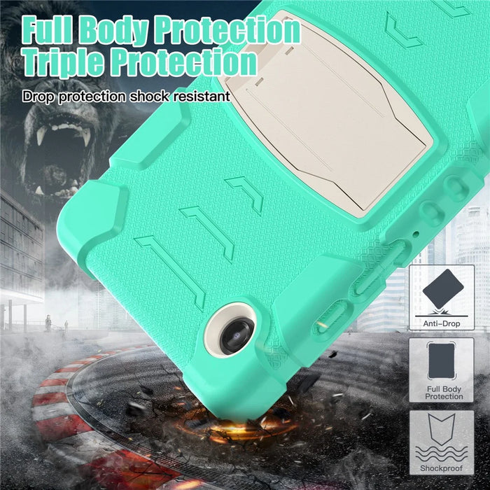 For Samsung Galaxy Tab A9 Tablet Case Anti-drop Kickstand PC+Silicone Protective Cover - Mint Green - 6