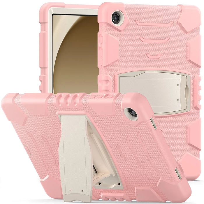 For Samsung Galaxy Tab A9+ Tablet Case Shockproof PC+Silicone Protective Cover with Kickstand - Cherry Blossoms Pink - 1