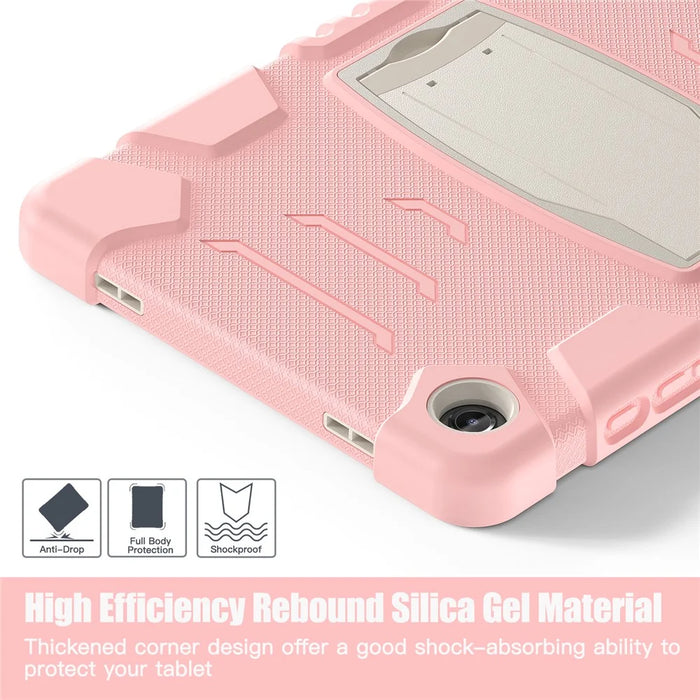 For Samsung Galaxy Tab A9+ Tablet Case Shockproof PC+Silicone Protective Cover with Kickstand - Cherry Blossoms Pink - 3