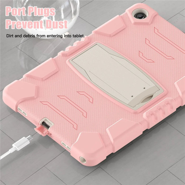 For Samsung Galaxy Tab A9+ Tablet Case Shockproof PC+Silicone Protective Cover with Kickstand - Cherry Blossoms Pink - 5