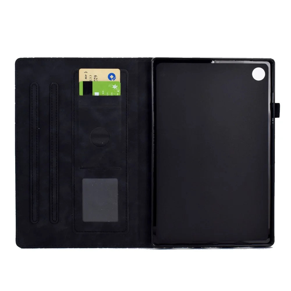 For Lenovo Tab M10 Plus (3rd Gen) Case Card Slots Tablet Leather Cover - Black - 2