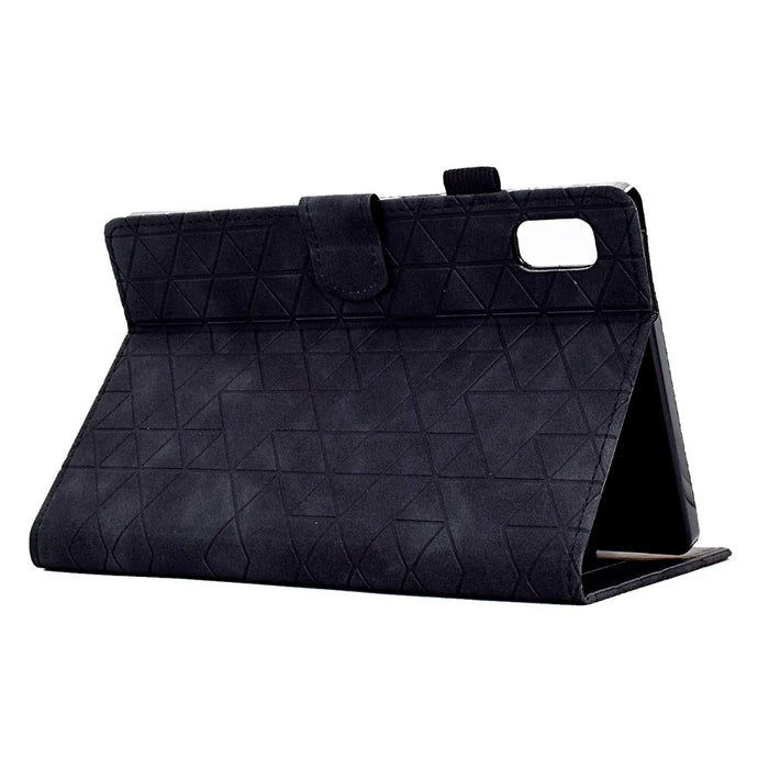 For Lenovo Tab M9 TB-310FU Case Rhombus Imprinted Stand Leather Tablet Cover - Black - 4