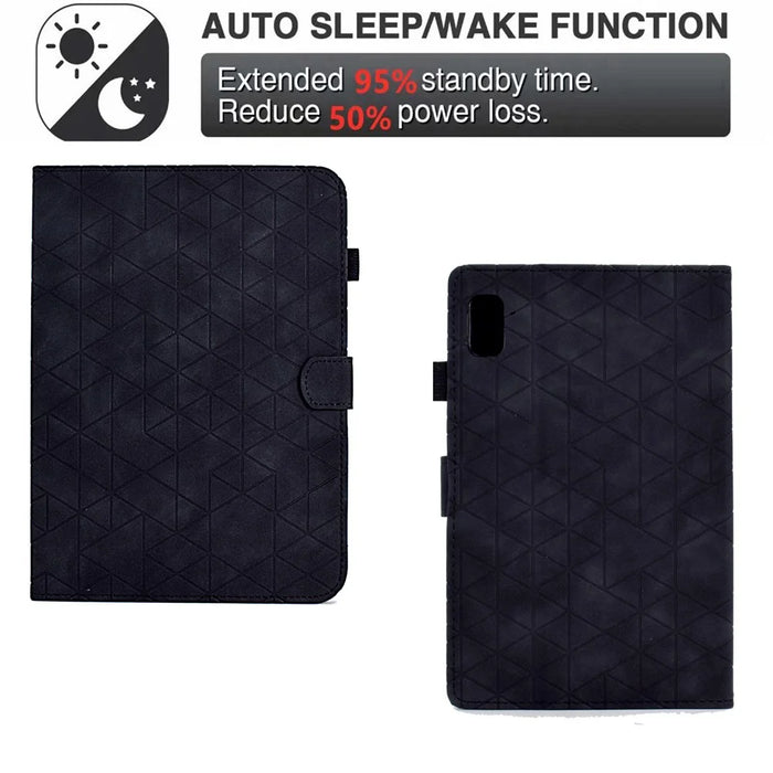 For Lenovo Tab M9 TB-310FU Case Rhombus Imprinted Stand Leather Tablet Cover - Black - 6
