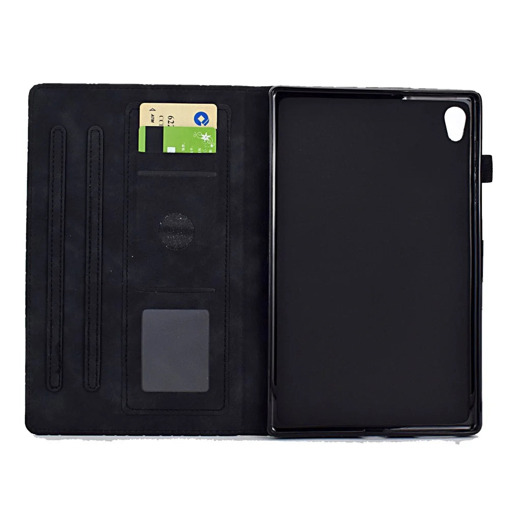 For Lenovo Tab M10 HD Gen 2 X306X Cover Stand Rhombus Imprinted Leather Tablet Case - Black - 2