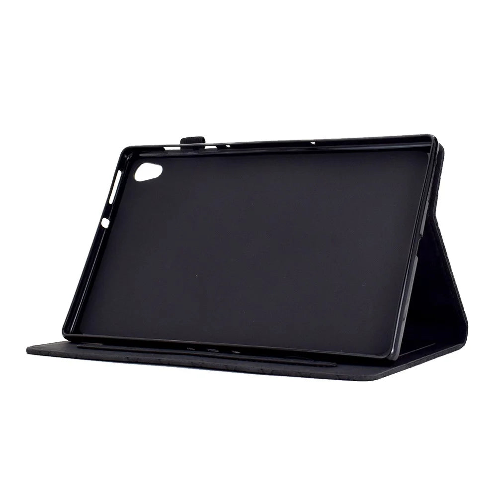 For Lenovo Tab M10 HD Gen 2 X306X Cover Stand Rhombus Imprinted Leather Tablet Case - Black - 3