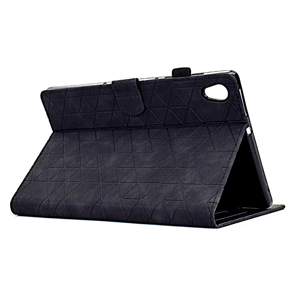 For Lenovo Tab M10 HD Gen 2 X306X Cover Stand Rhombus Imprinted Leather Tablet Case - Black - 4