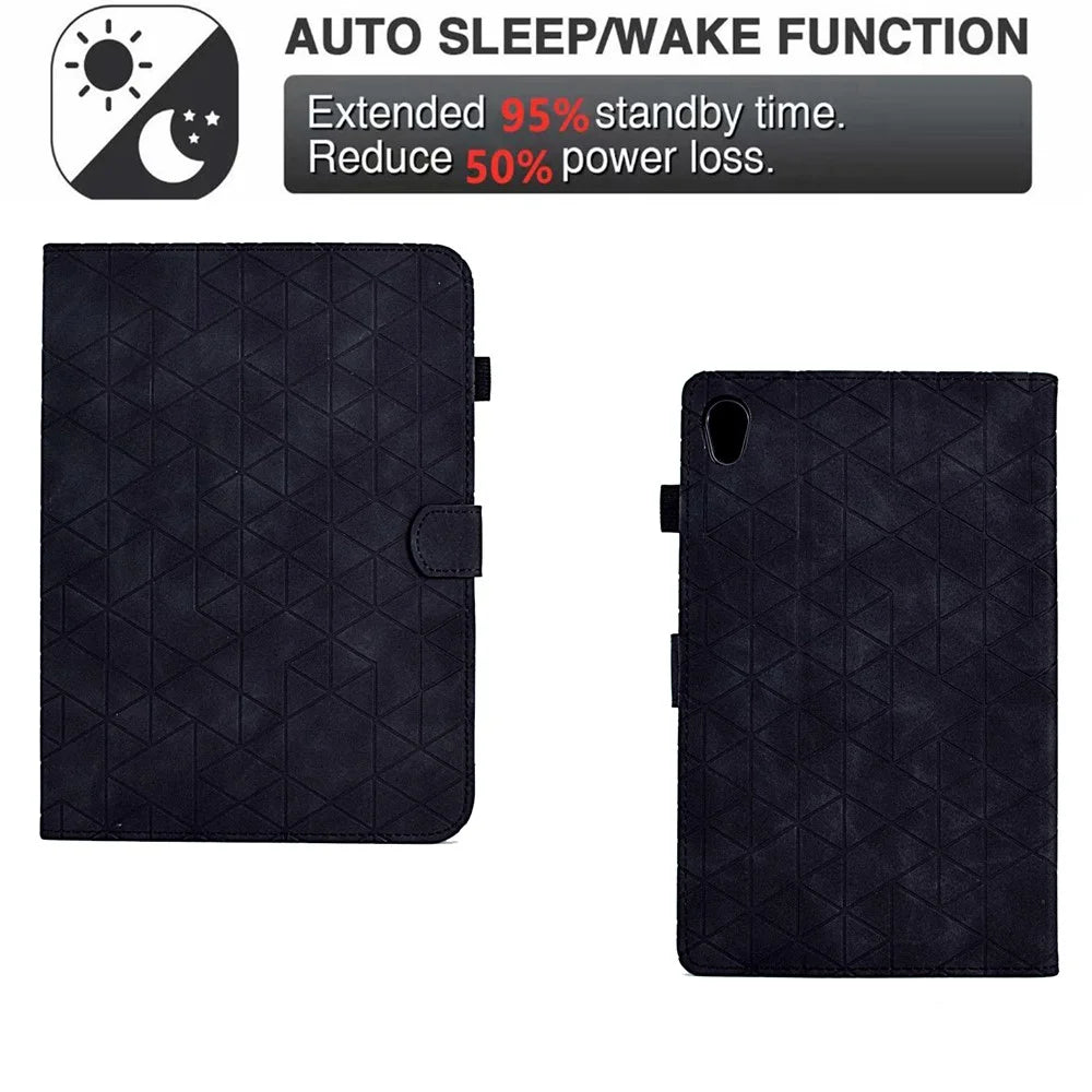 For Lenovo Tab M10 HD Gen 2 X306X Cover Stand Rhombus Imprinted Leather Tablet Case - Black - 6