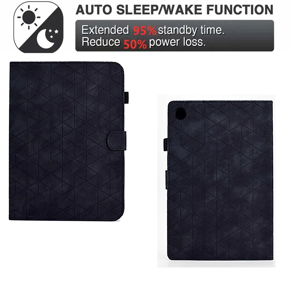 For Samsung Galaxy Tab A9 Case PU Leather Auto Wake / Sleep Stand Tablet Cover - Black - 6