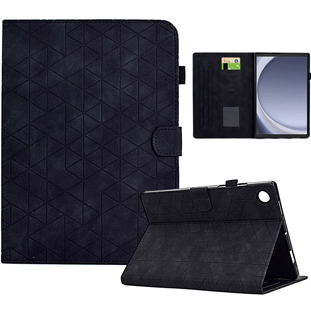 For Samsung Galaxy Tab A9+ Leather Case Card Holder Tablet Cover - Black - 1