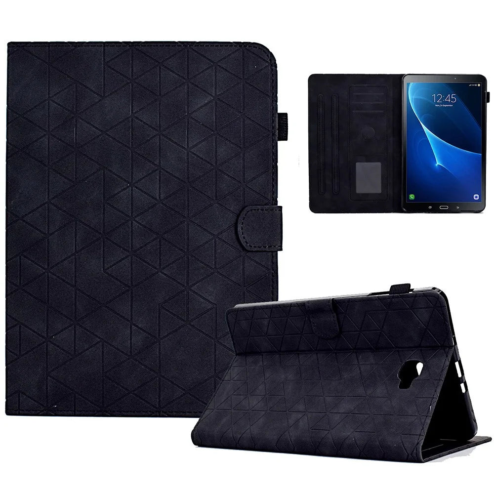 For Samsung Galaxy Tab A 10.1 (2016) T580 T585 Case Card Slots Full Protection Tablet Cover - Black - 1