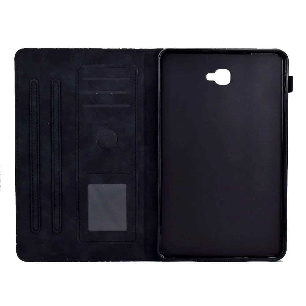 For Samsung Galaxy Tab A 10.1 (2016) T580 T585 Case Card Slots Full Protection Tablet Cover - Black - 2