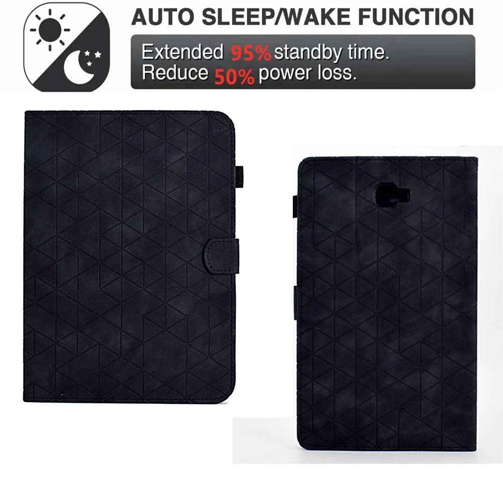 For Samsung Galaxy Tab A 10.1 (2016) T580 T585 Case Card Slots Full Protection Tablet Cover - Black - 6