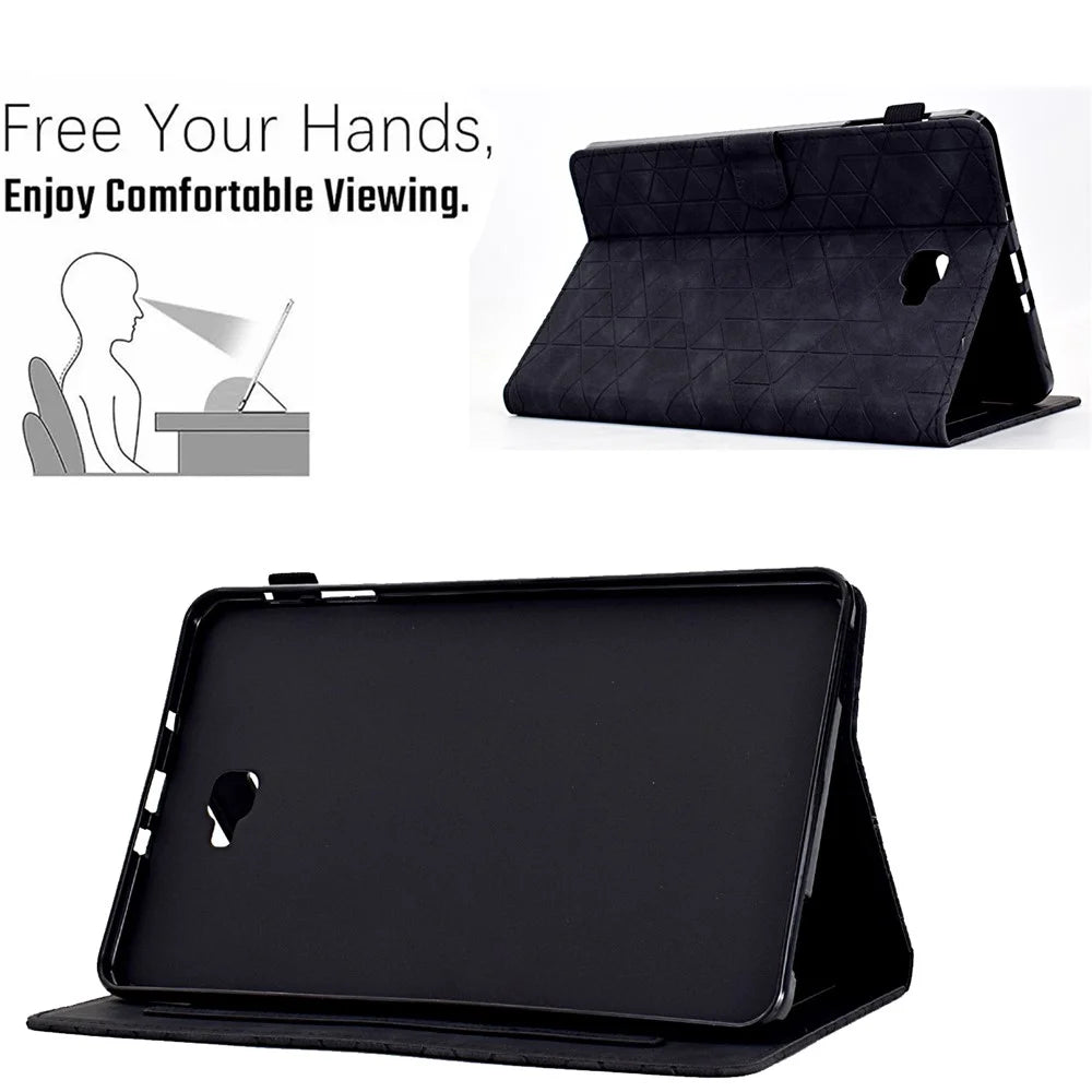 For Samsung Galaxy Tab A 10.1 (2016) T580 T585 Case Card Slots Full Protection Tablet Cover - Black - 7
