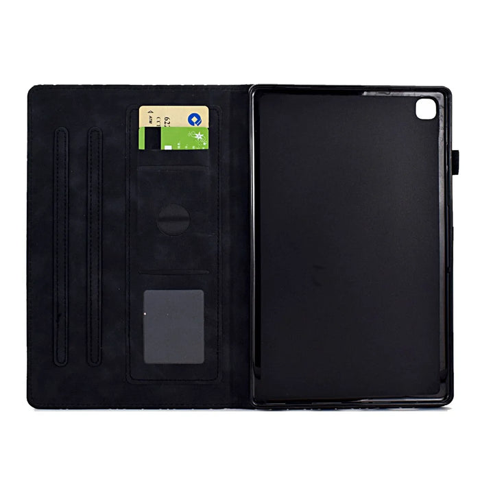 For Samsung Galaxy Tab A 10.1 (2019) T510 T515 Case Rhombus Imprinted Leather Tablet Cover - Black - 2