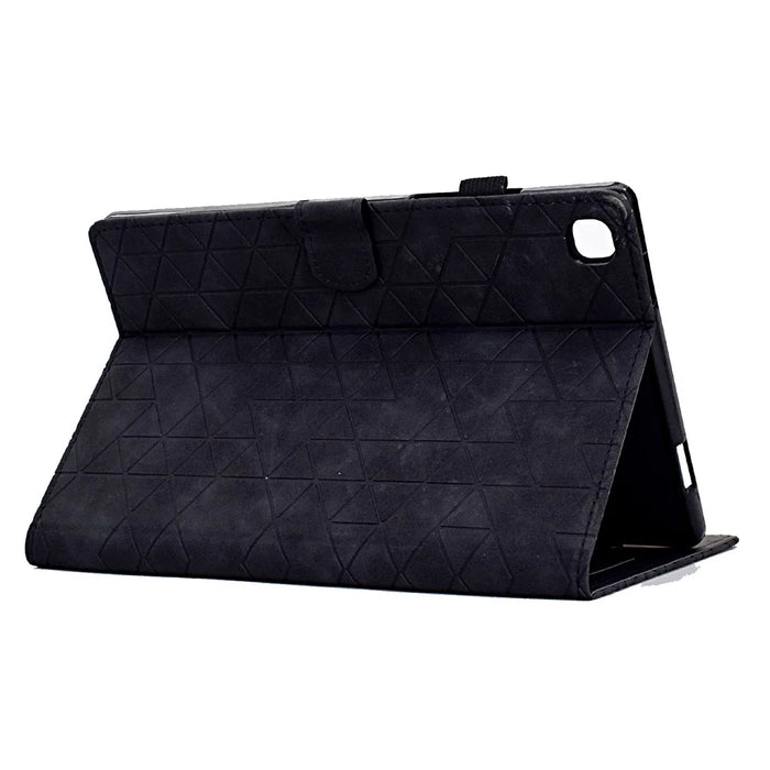 For Samsung Galaxy Tab A 10.1 (2019) T510 T515 Case Rhombus Imprinted Leather Tablet Cover - Black - 4