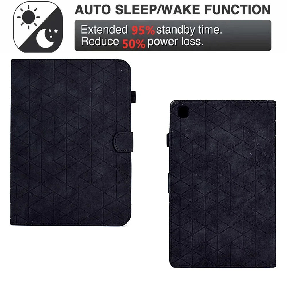 For Samsung Galaxy Tab A7 10.4 (2020) / (2022) T500 / T505 Tablet Case Pattern Imprinted PU Leather Flip Cover - Black - 6