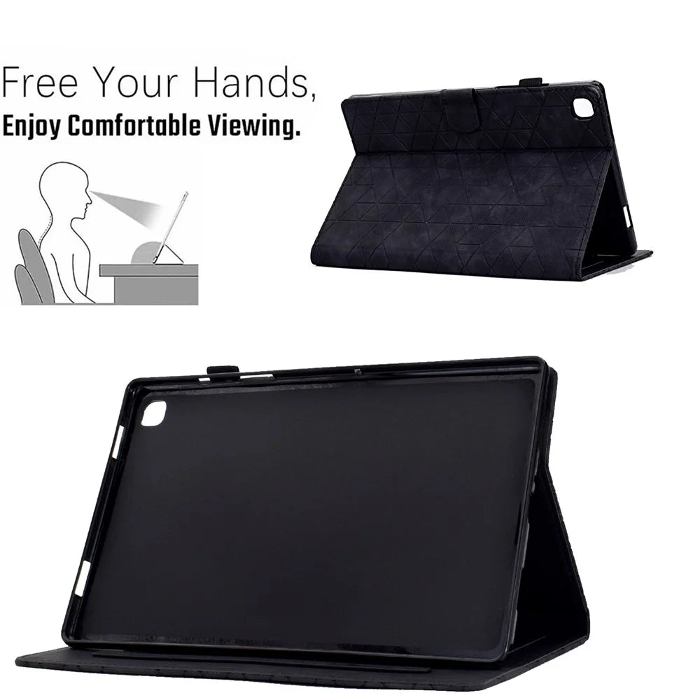 For Samsung Galaxy Tab A7 10.4 (2020) / (2022) T500 / T505 Tablet Case Pattern Imprinted PU Leather Flip Cover - Black - 7