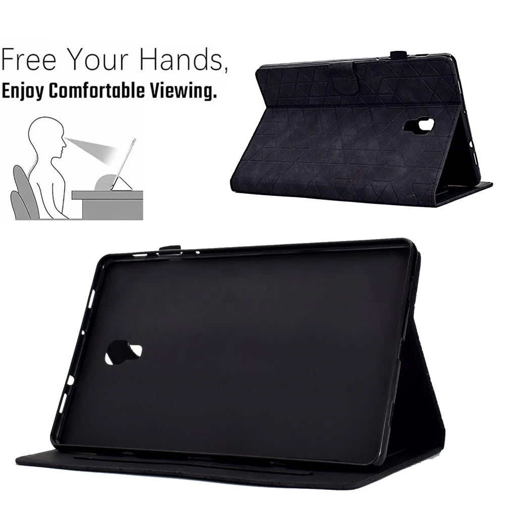 For Samsung Galaxy Tab A 10.5 (2018) T590 T595 PU Leather Case Card Slot Protective Tablet Cover - Black - 7