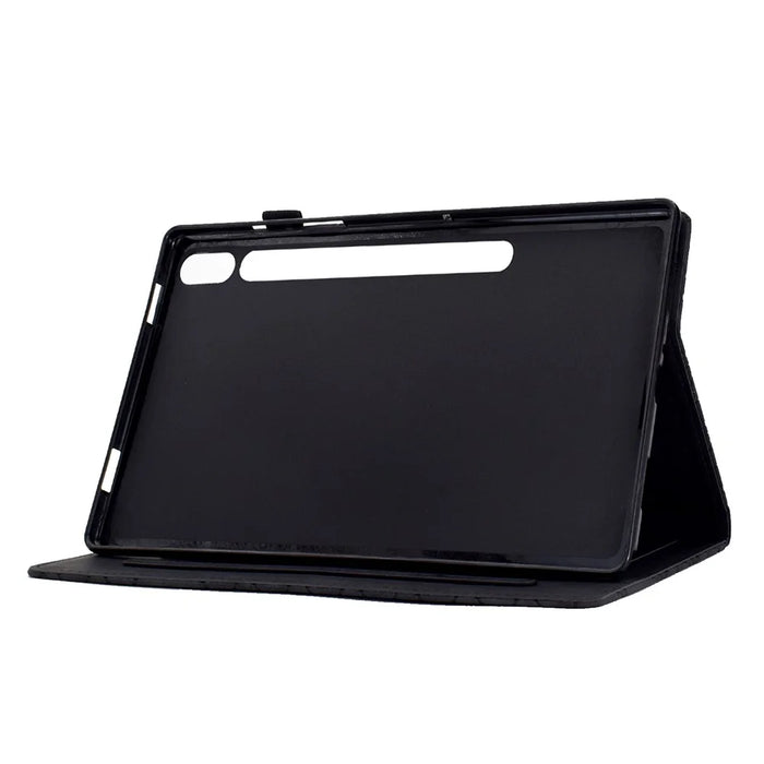 For Samsung Galaxy Tab S8 X700 X706 / Tab S7 T870 T875 Case Pattern Imprinted PU Leather Tablet Cover - Black - 3
