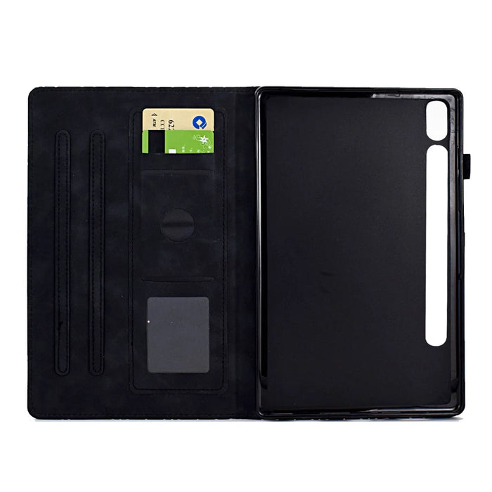 For Samsung Galaxy Tab S9 Protective Case Card Slot PU Leather Tablet Cover - Black - 2
