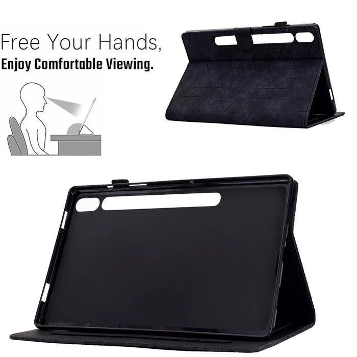 For Samsung Galaxy Tab S9 Protective Case Card Slot PU Leather Tablet Cover - Black - 6
