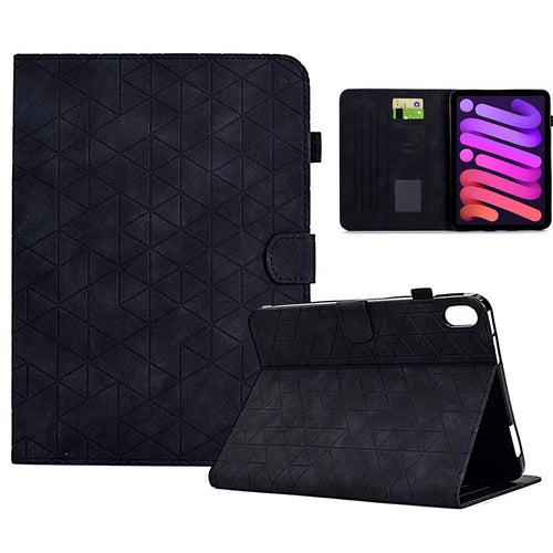 For iPad mini (2024) / mini (2021) Tablet Case Pattern Imprinted Anti-Drop PU Leather Flip Cover - Black - 1