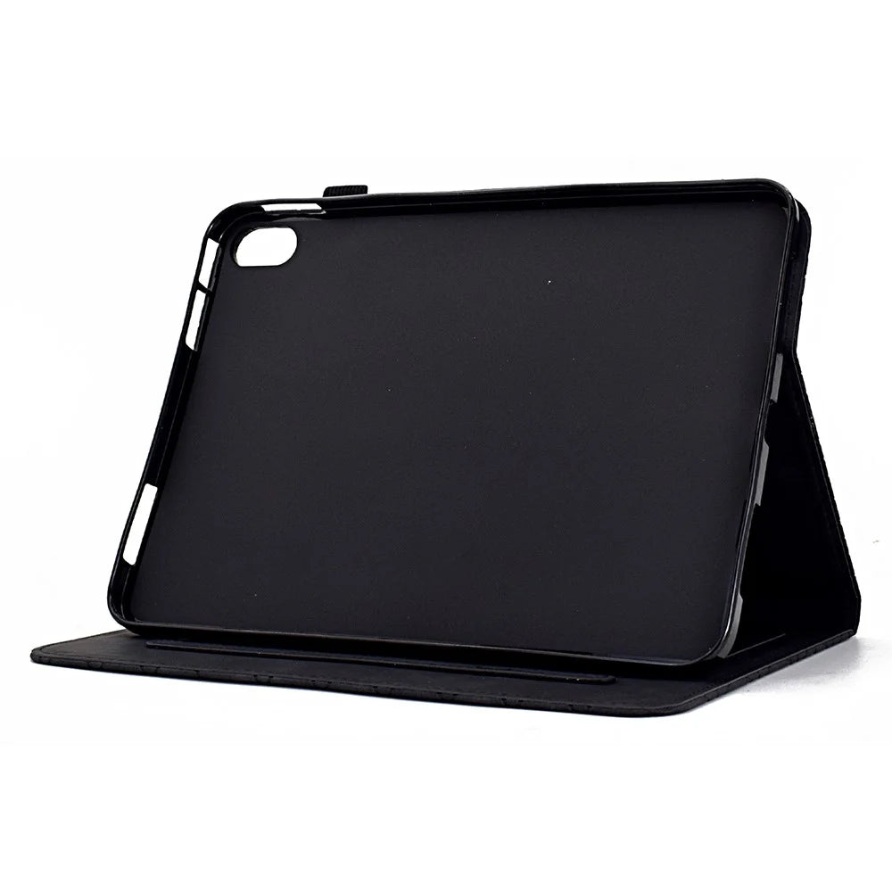 For iPad mini (2024) / mini (2021) Tablet Case Pattern Imprinted Anti-Drop PU Leather Flip Cover - Black - 3