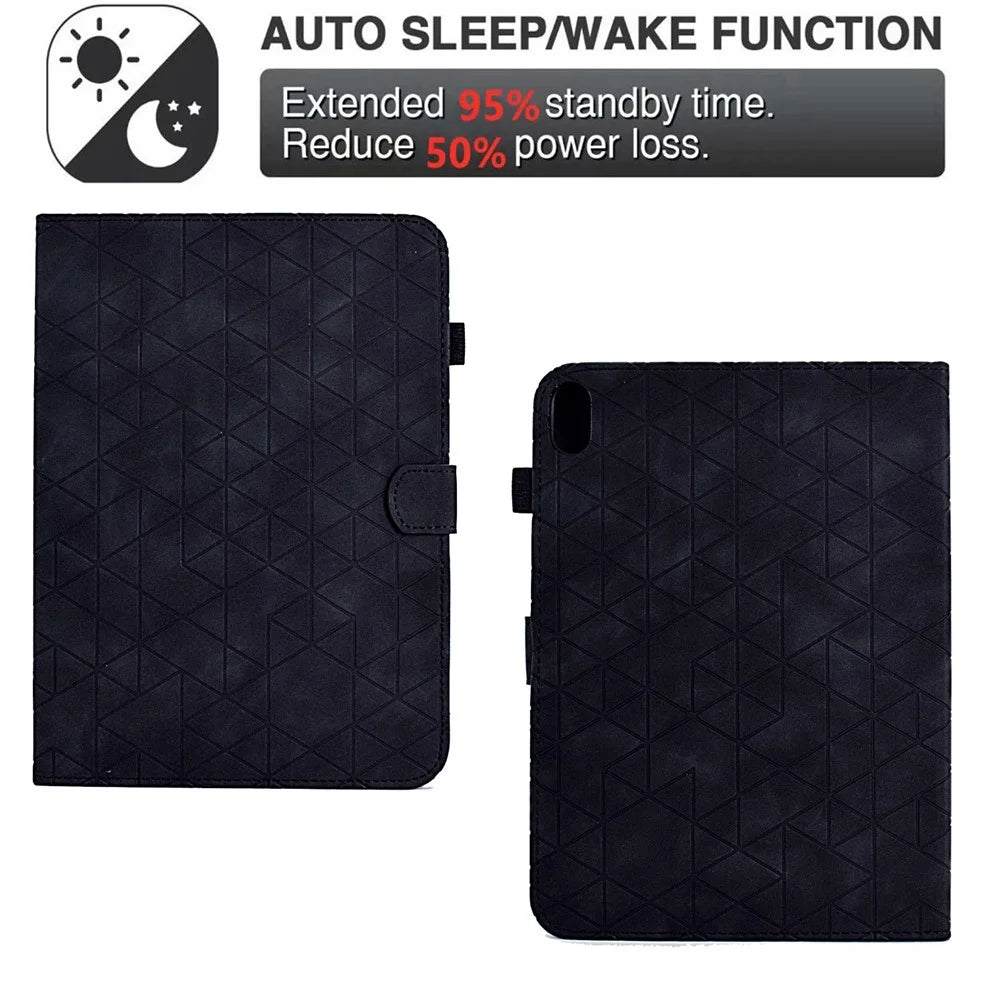 For iPad mini (2024) / mini (2021) Tablet Case Pattern Imprinted Anti-Drop PU Leather Flip Cover - Black - 6