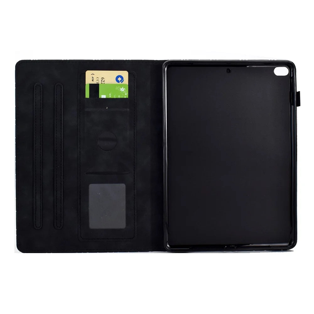 For iPad Air (2013) / Air 2 / iPad 9.7-inch (2017) / (2018) Case Card Slot Full Protection PU Leather Flip Cover - Black - 2