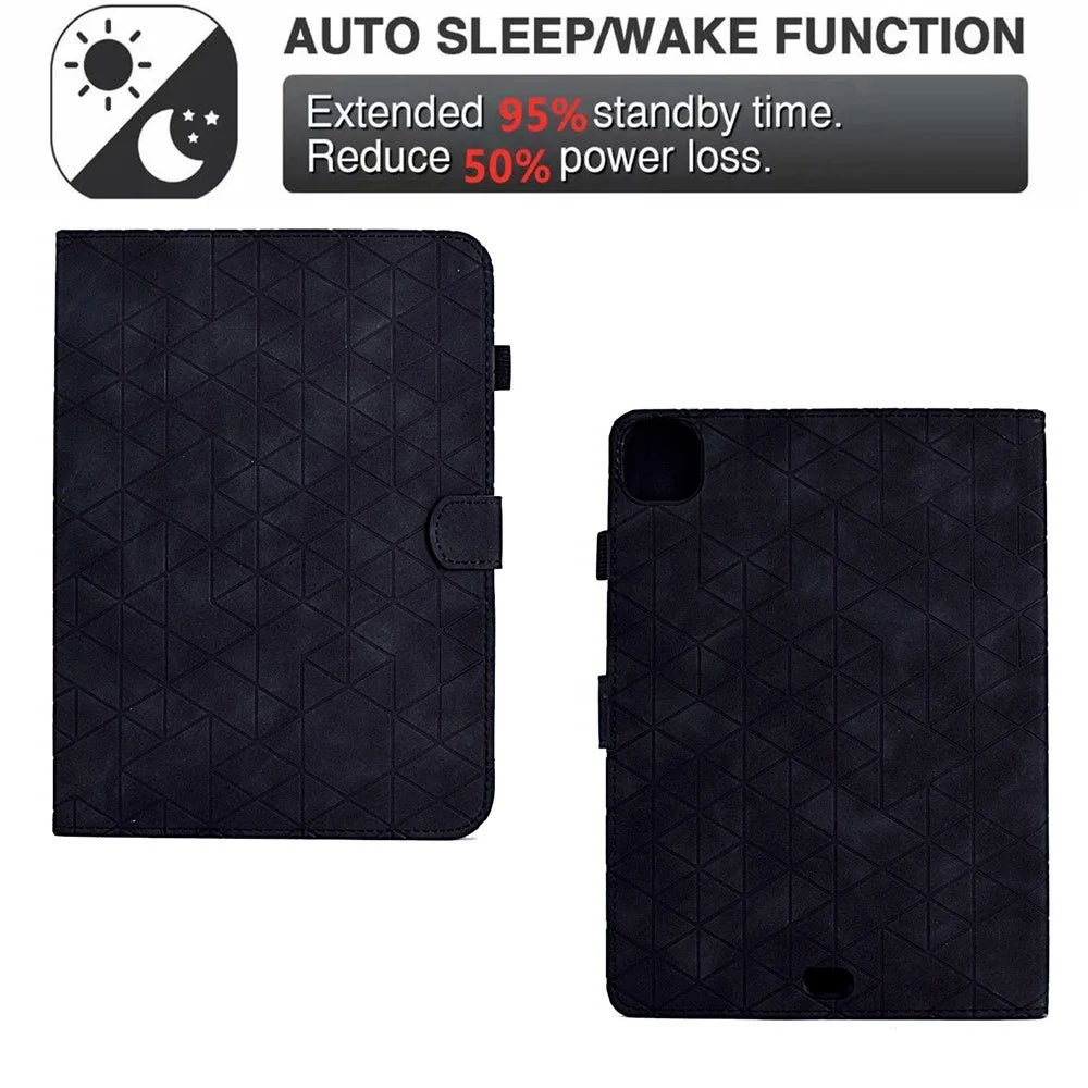 For iPad Air 11 (2026) / (2025) / (2024) / Air (2020) / (2022) / iPad Pro 11 (2022) / (2021) / (2020) / (2018) Case Anti-Scratch PU Leather Tablet Protector - Black - 6