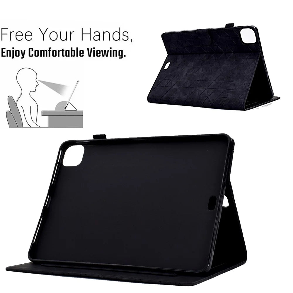 For iPad Air 11 (2026) / (2025) / (2024) / Air (2020) / (2022) / iPad Pro 11 (2022) / (2021) / (2020) / (2018) Case Anti-Scratch PU Leather Tablet Protector - Black - 7