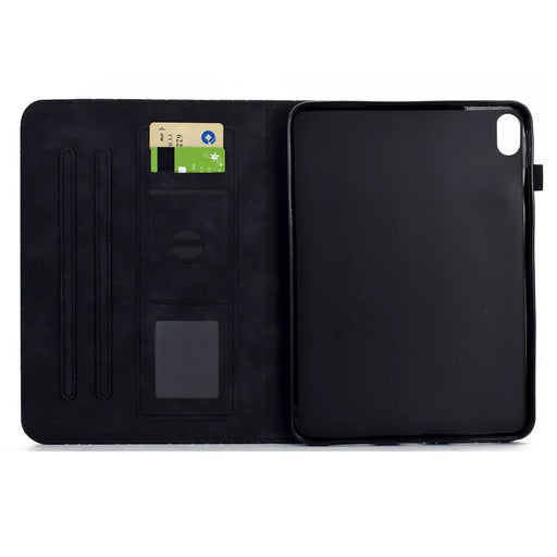 For iPad (2025) / 10.9 (2022) Case Card Slot Pattern Imprinted PU Leather Tablet Cover - Black - 2