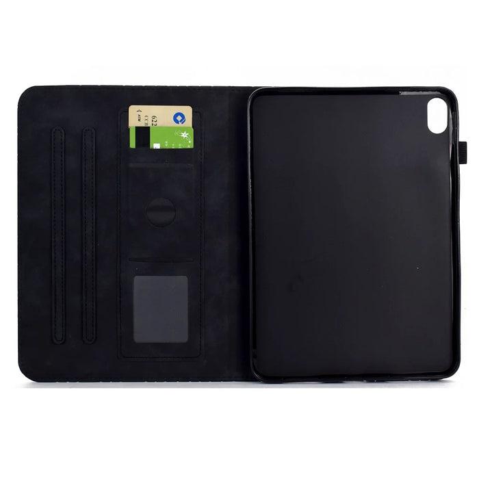 For iPad (2025) / 10.9 (2022) Case Card Slot Pattern Imprinted PU Leather Tablet Cover - Black - 2