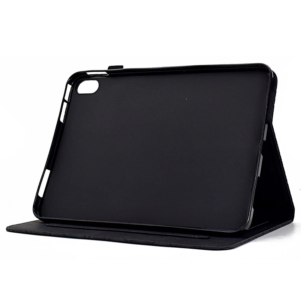 For iPad (2025) / 10.9 (2022) Case Card Slot Pattern Imprinted PU Leather Tablet Cover - Black - 3
