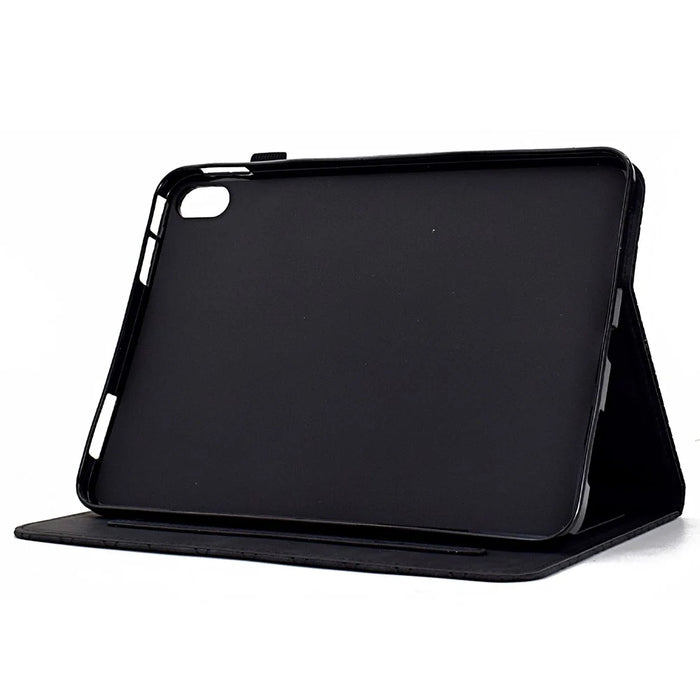 For iPad (2025) / 10.9 (2022) Case Card Slot Pattern Imprinted PU Leather Tablet Cover - Black - 3