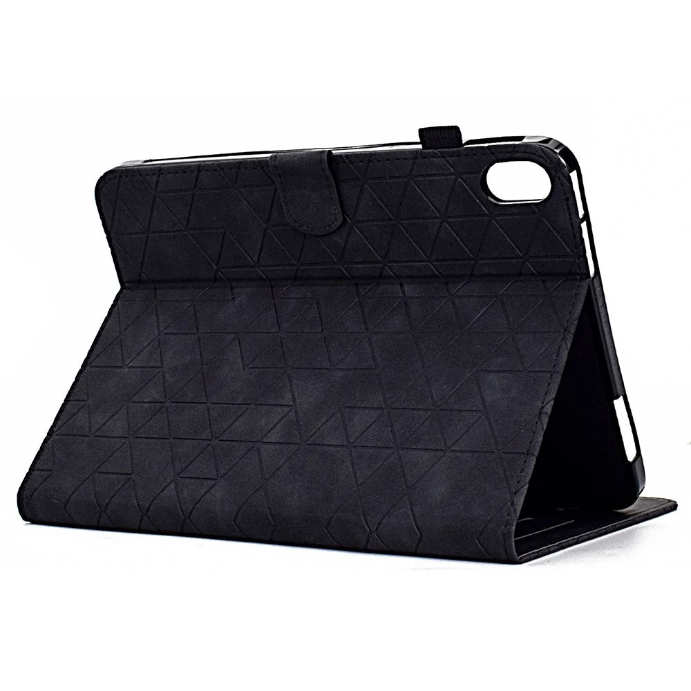 For iPad (2025) / 10.9 (2022) Case Card Slot Pattern Imprinted PU Leather Tablet Cover - Black - 4