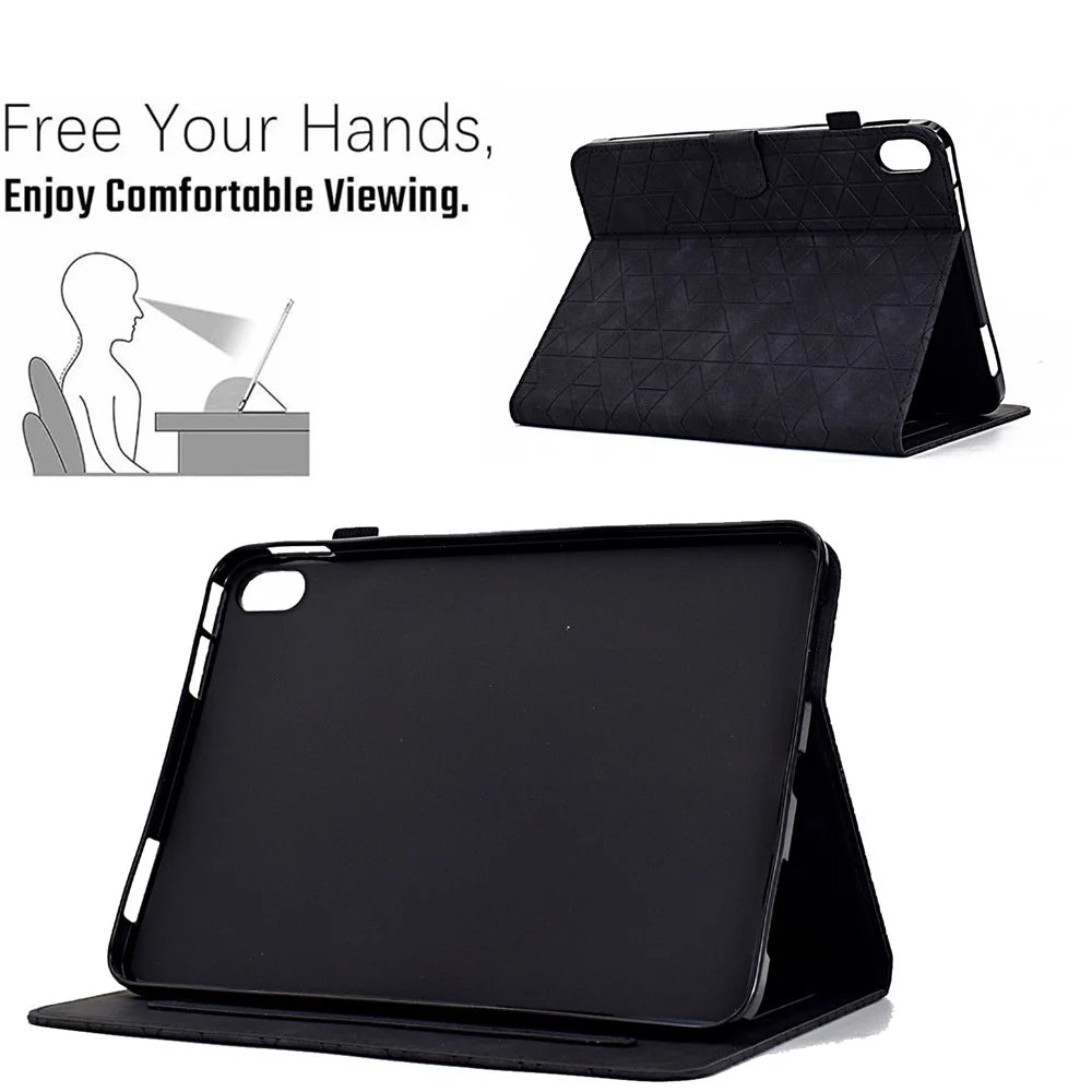 For iPad (2025) / 10.9 (2022) Case Card Slot Pattern Imprinted PU Leather Tablet Cover - Black - 7
