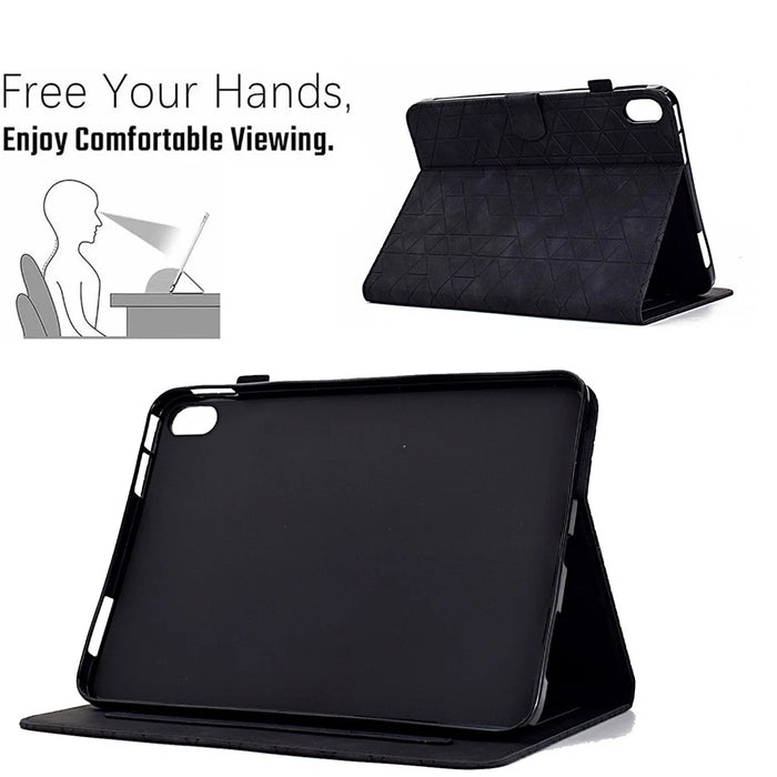 For iPad (2025) / 10.9 (2022) Case Card Slot Pattern Imprinted PU Leather Tablet Cover - Black - 7