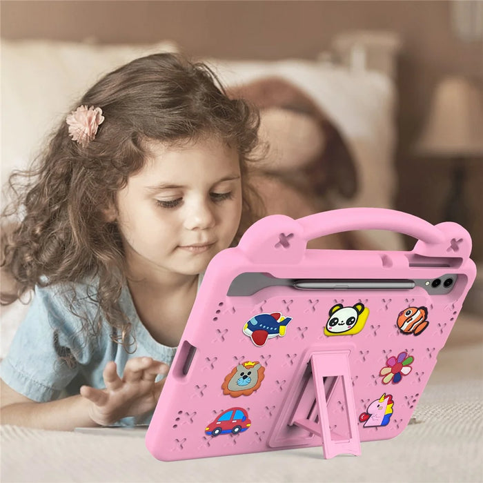 For Samsung Galaxy Tab S8+ / S9+ Case Grip Handle Kickstand EVA Tablet Cover - Pink - 4