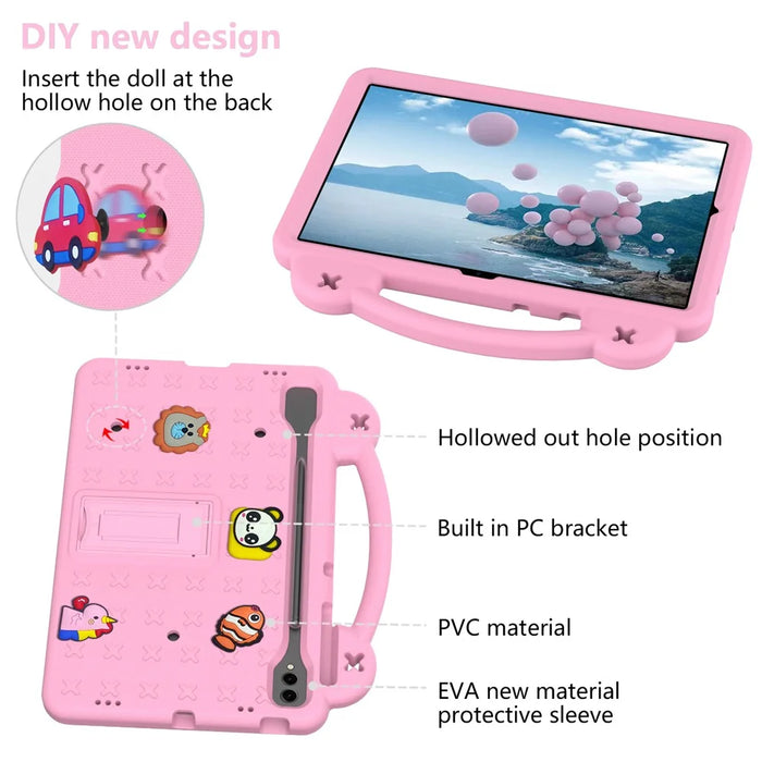 For Samsung Galaxy Tab S8+ / S9+ Case Grip Handle Kickstand EVA Tablet Cover - Pink - 6