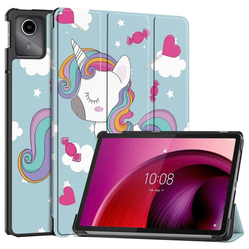 For Lenovo Tab M11 / Xiaoxin Pad 11 2024 Case Trifold Stand Pattern Printing Tablet Leather Cover - Horse - 1