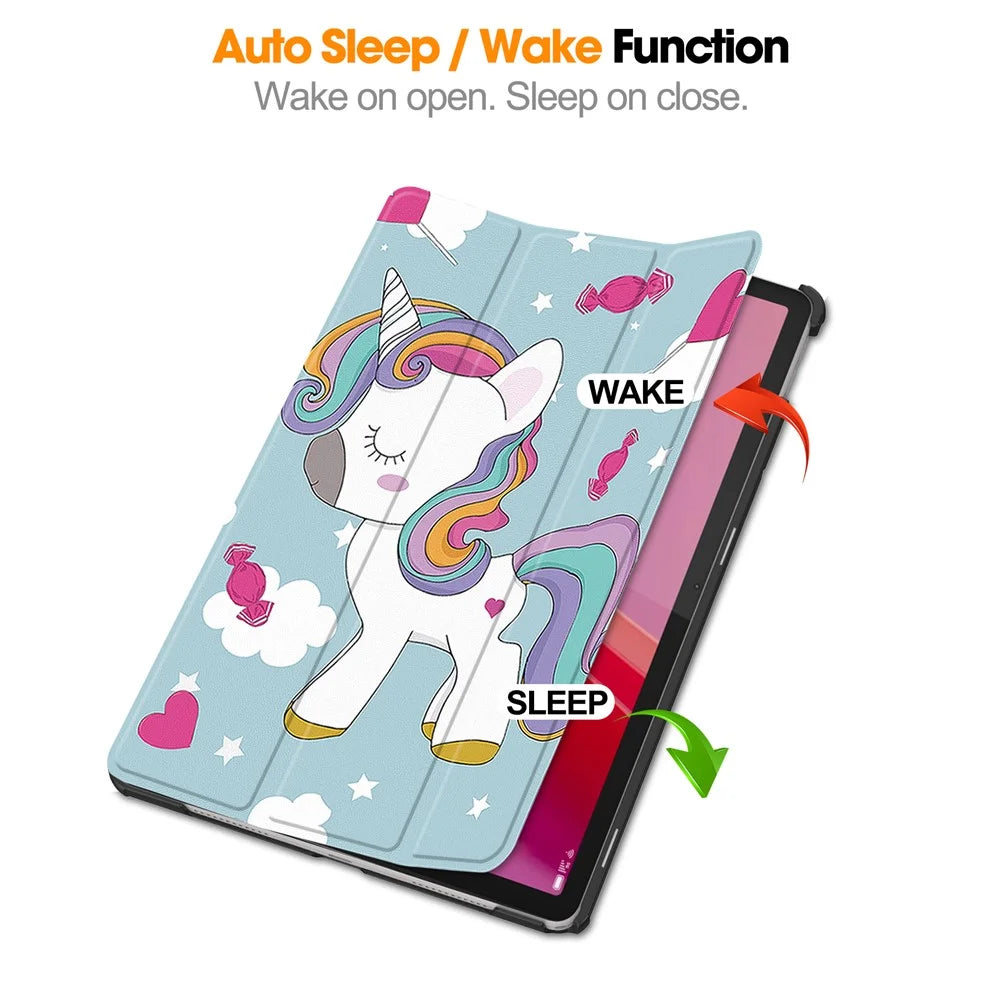 For Lenovo Tab M11 / Xiaoxin Pad 11 2024 Case Trifold Stand Pattern Printing Tablet Leather Cover - Horse - 3